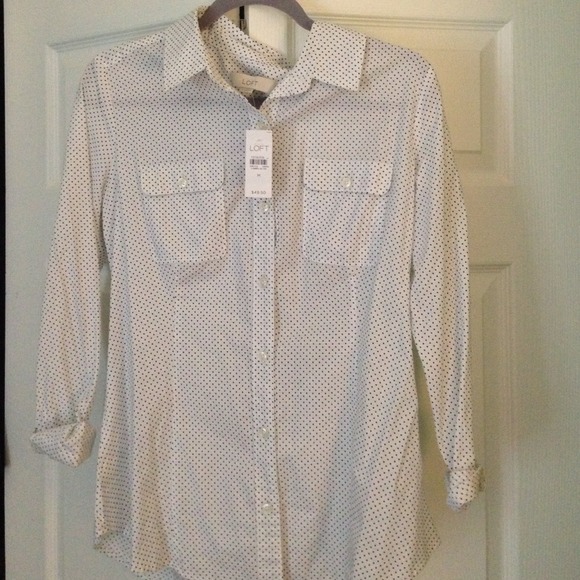 LOFT black and white polka dot button up. NWT