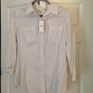 LOFT black and white polka dot button up. NWT