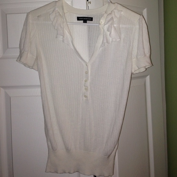 Express white, short sleeved top. Size medium