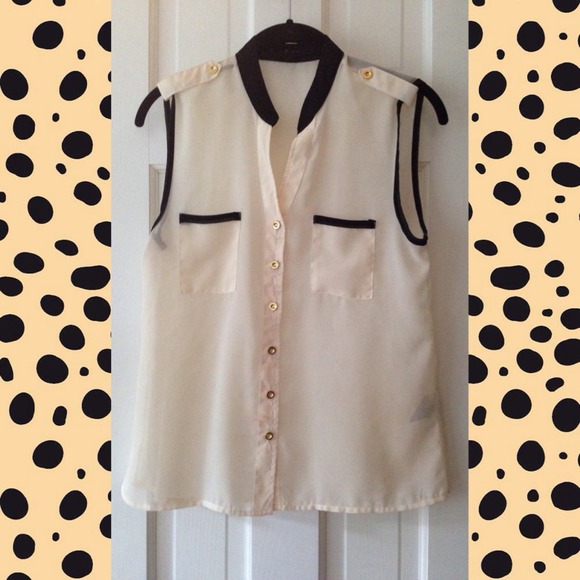 Black and White Tuxedo Sheer Night Out Blouse - Picture 1 of 3