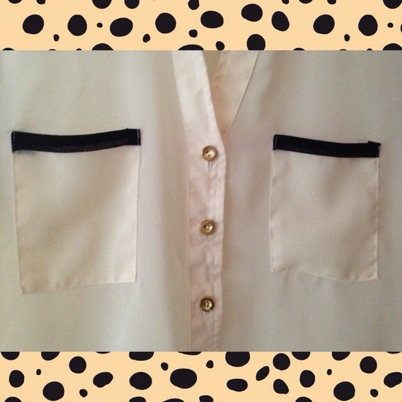 Black and White Tuxedo Sheer Night Out Blouse - Picture 2 of 3