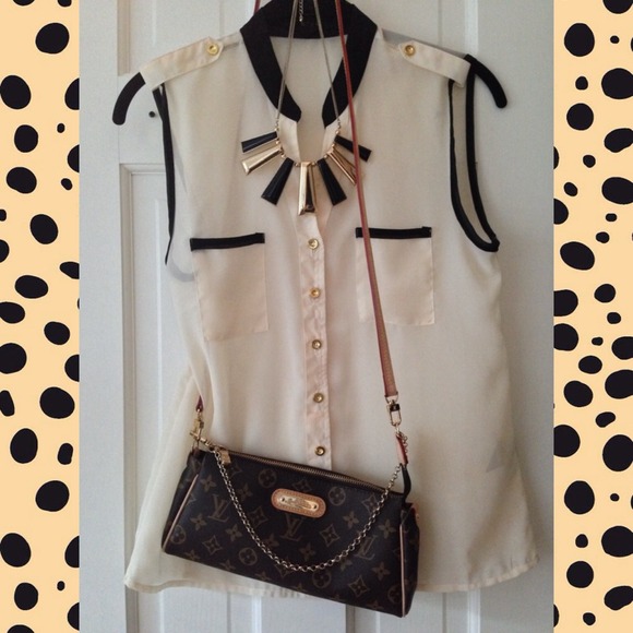 Black and White Tuxedo Sheer Night Out Blouse - Picture 3 of 3