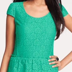 Ann Taylor teal lace peplum