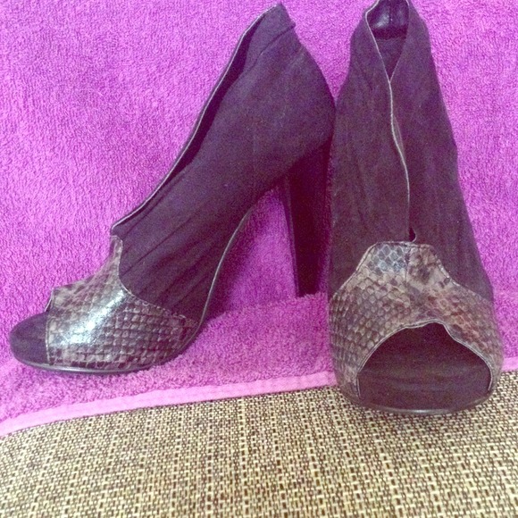 Suede Heels w/ snake print