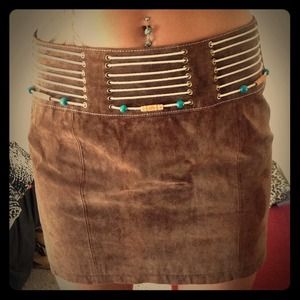 REAL LEATHER, Pocahontas Style Skirt♻️💯