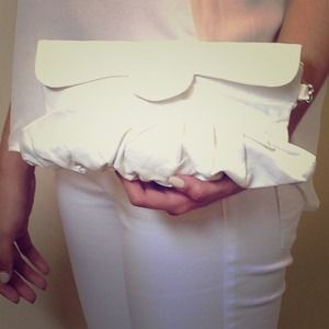 Small white leather purse