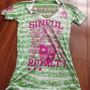 Size medium sinful cute pink and green shirt