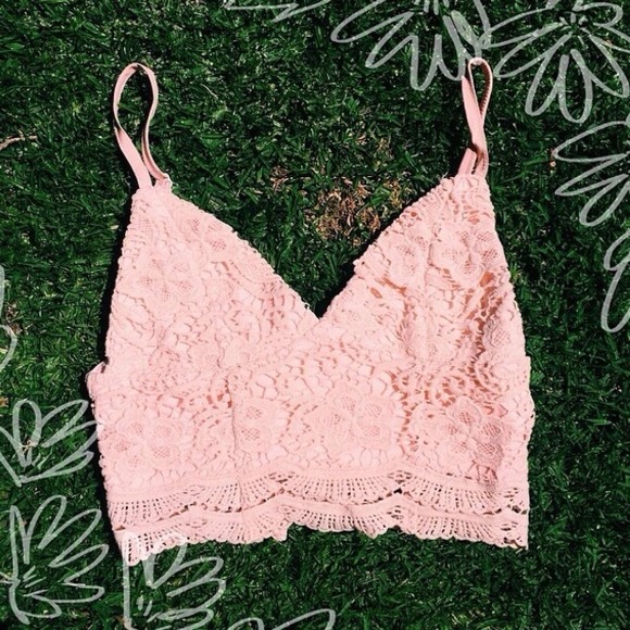 LF Store Blush Pink Lace Crop Top Bustier Bralette - Picture 3 of 3