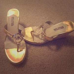 Michael Kors gold wedges!