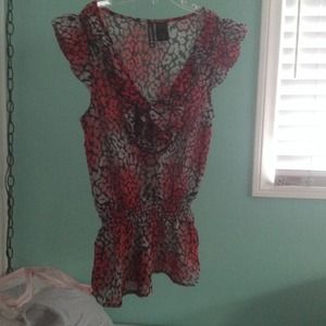 Full Tilt girls XS pink leopard top