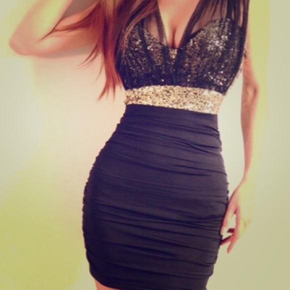 Sexy black and gold dress