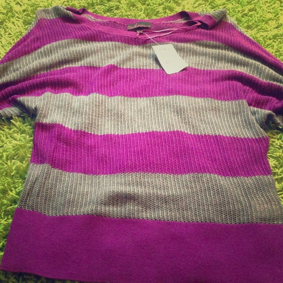 Purple and Grey Striped Sweater