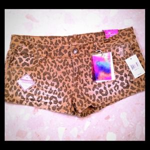 *Reduced* Gold & Brown Cheetah Print Shorts, Sz 13