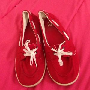 Red boat shoes