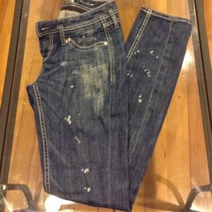 NWOT white stitched jeans