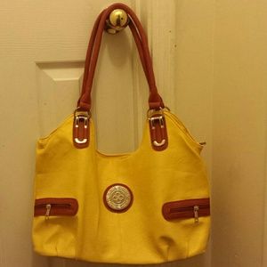 Large yellow and brown bag - also avail. in black