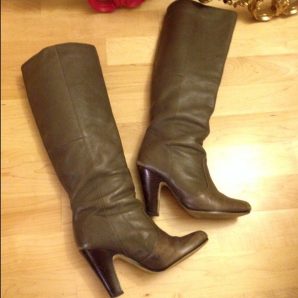 Dolce Vita Leather Slouchy Knee Boots Grey 7