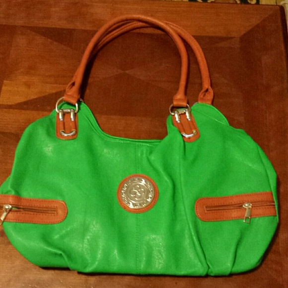 SOLD Green and brown handbag