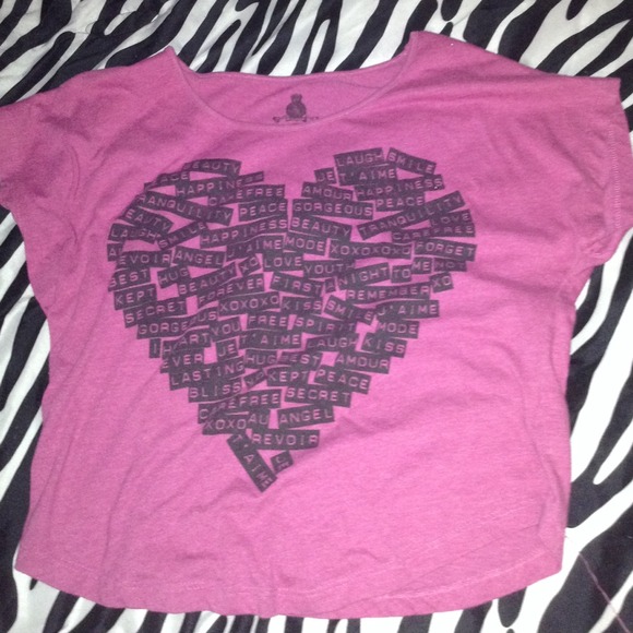 Pink word heart tee