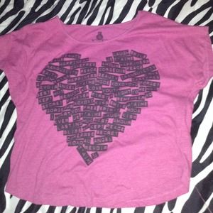 Pink word heart tee