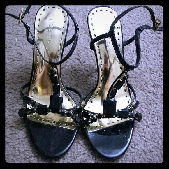 BCBG black and gold sandal