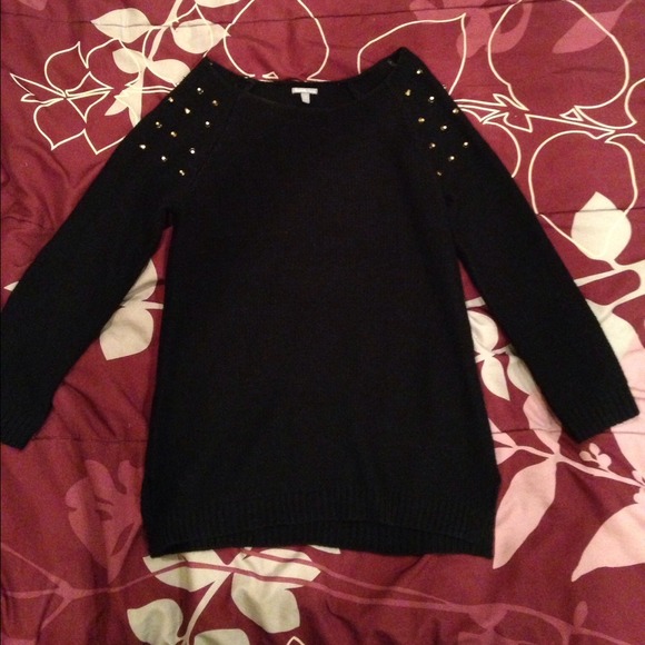 Black Sweater w/ Gold Studded Sleeves