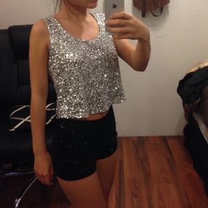 Sparkly silver crop top