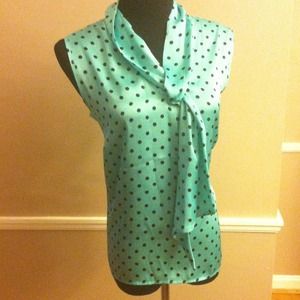 633. Elementz Teal Dot Scarf Neck Top
