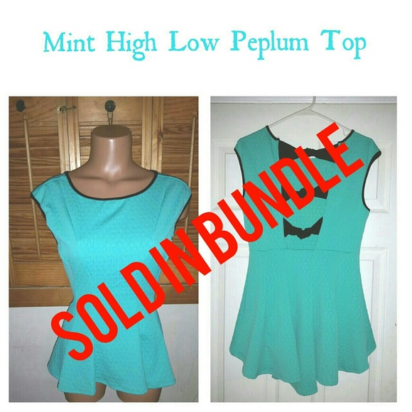 SOLD!  Mint High Low Peplum top