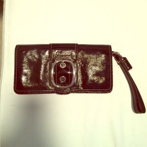 Coach black patent wristlet