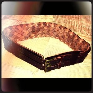 Thick Brown REAL Leather Woven Belt