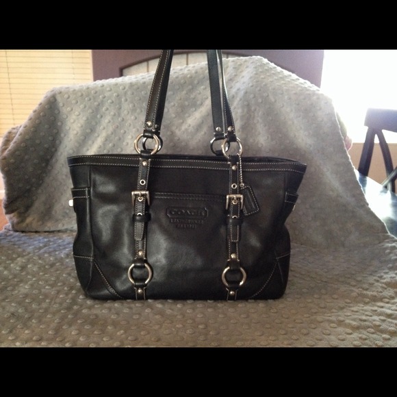 Black leather Coach Purse