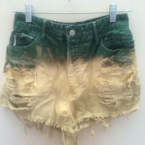 Ombré denim shorts