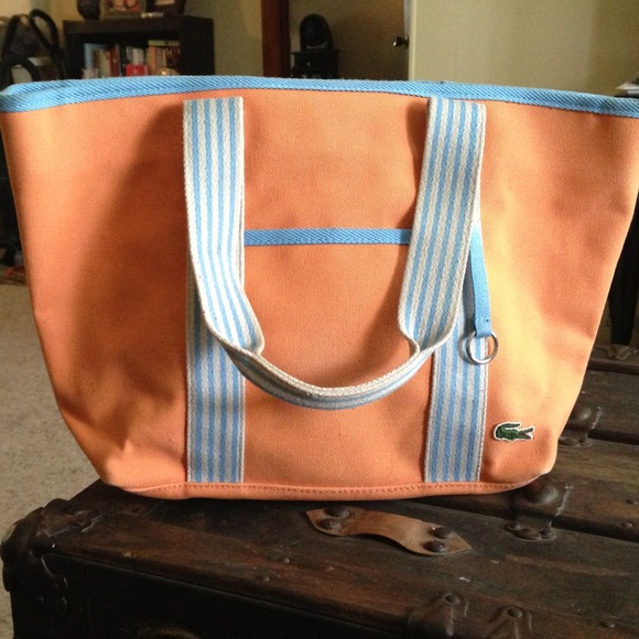 Lacoste Canvas Tote w/ detachable matching clutch