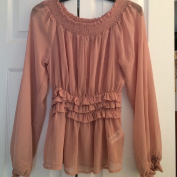 blush pink peasant blouse