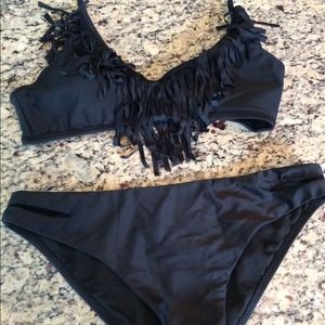Black fringe style bikini. Brand new bathing suit