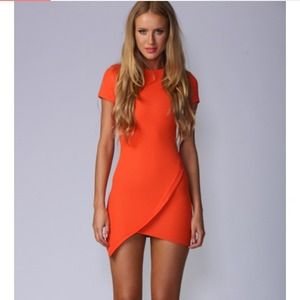 Asymmetrical orange dress
