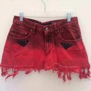 Red/black ombré LEVIS skirt with black studs
