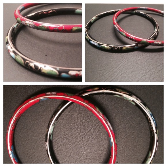 2 enamel bangle bracelets