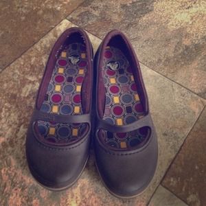 Brown Mary Jane style crocs (size 9W)