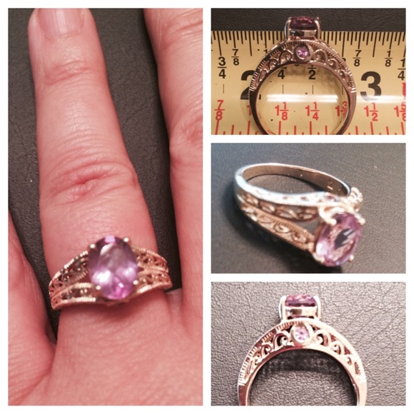Size 7, Amethyst 14 carat gold ring- stamped