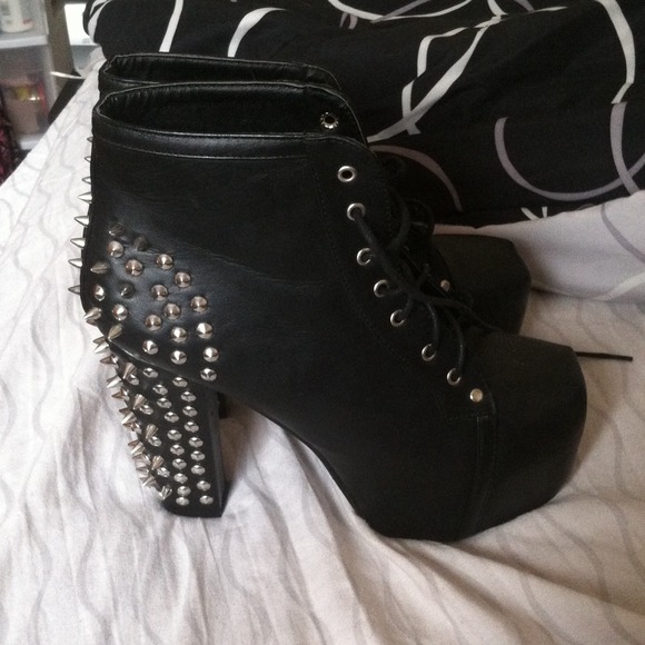 Black Spiked Platform Booties