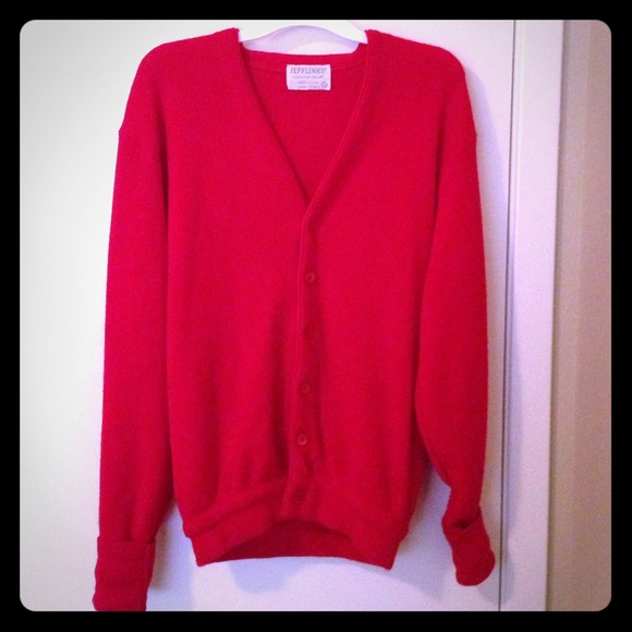 Red cardigan