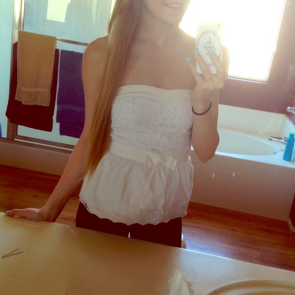 White strapless top