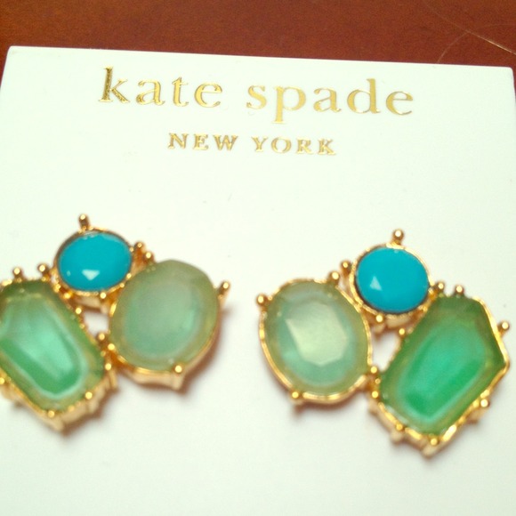 Kate Spade turquoise & gemstone post earrings - Picture 1 of 3