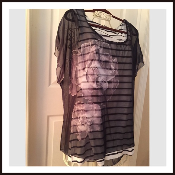 🔴Bundled🔴🎉Host Pick 8-16🎉Sheer Black Top - Picture 2 of 2