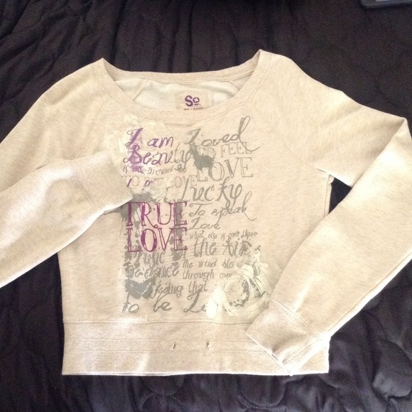 Purple and cream sweater