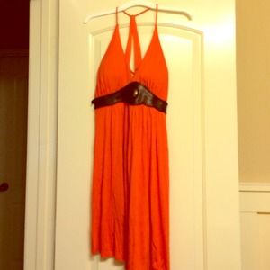Summer Dress with Attached Belt and Unique Straps