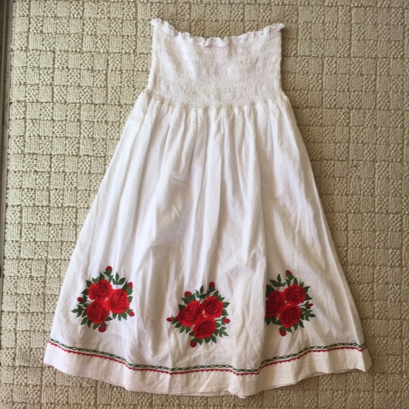Handmade white strapless sun dress