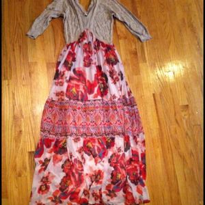 Gorgeous free people knit and silken maxi dress